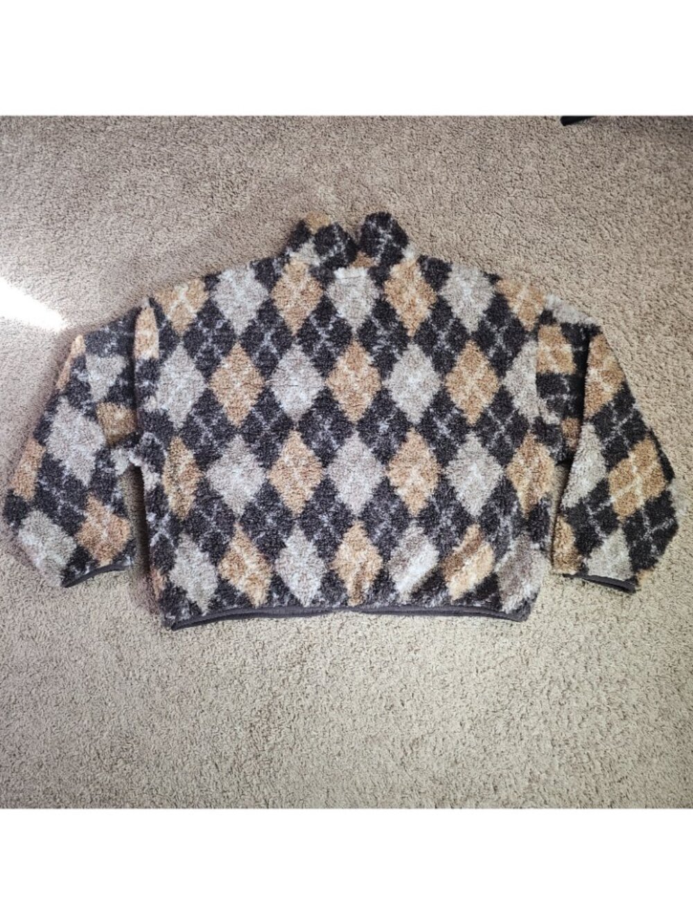 Abercrombie & Fitch Sherpa Fleece Jacket Womens M Full Zip Patterned Cozy EUC - Picture 2 of 10